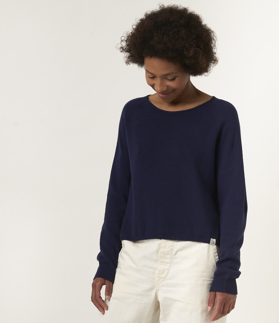 Women Merz B. Schwanen CC21 cropped raglan Pullover Deep Blue | MERZ6571402