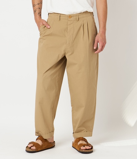 Women Merz B. Schwanen PANTS03 pleated-front Pants Khaki | MERZ2953741