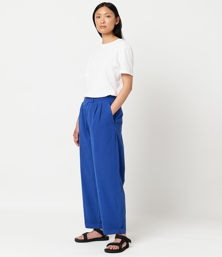 Women Merz B. Schwanen PANTS03 pleated-front Pants Blue | MERZ8243015