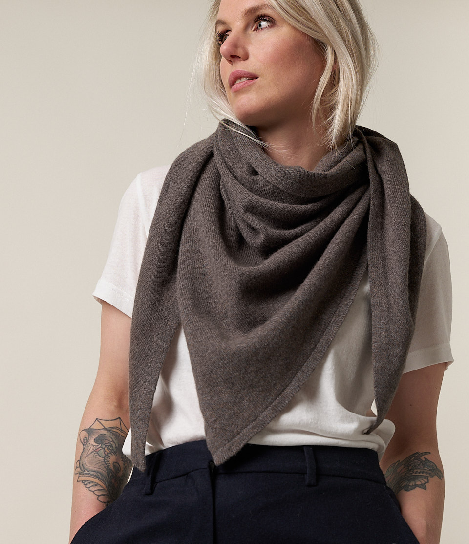Women Merz B. Schwanen SKTS01 light triangle Scarf Dark Grey | MERZ1340869