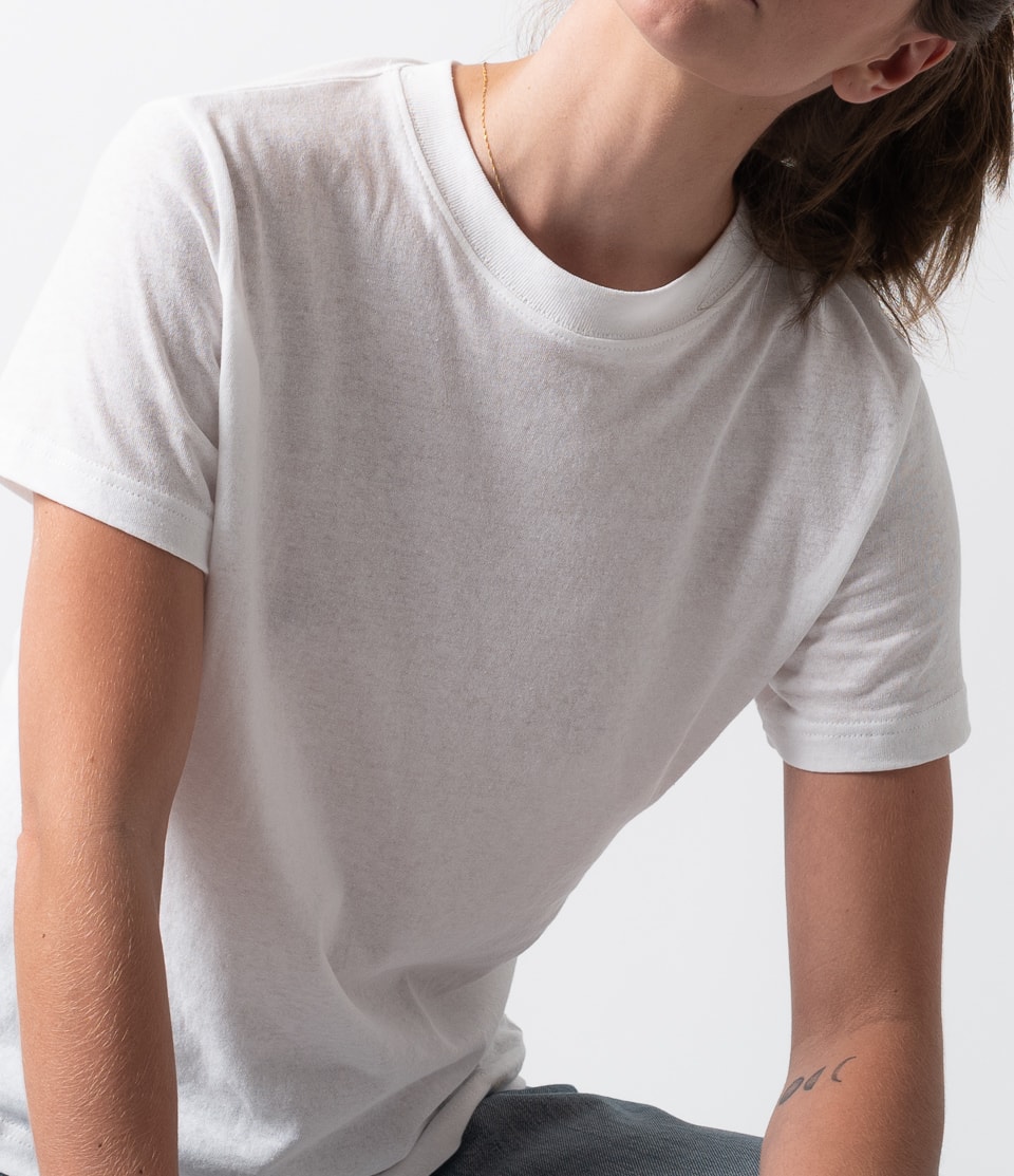 Women Merz B. Schwanen WCT05 crew neck T Shirts White | MERZ7069421