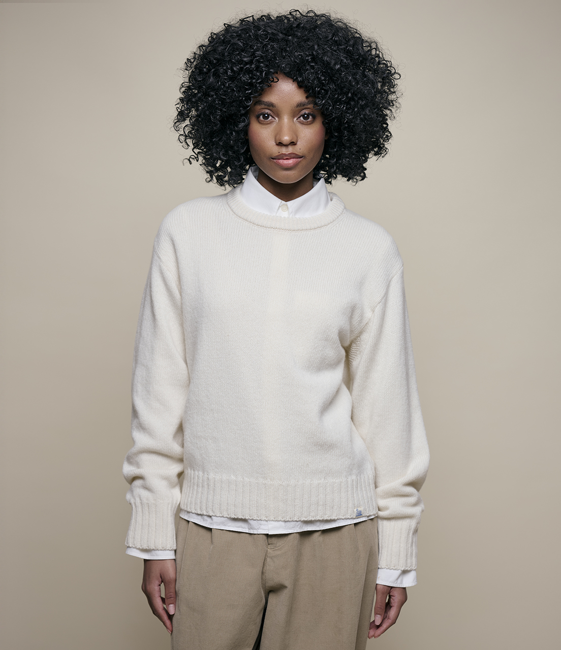 Women Merz B. Schwanen WLOCC01 crew neck Pullover Beige | MERZ6789105
