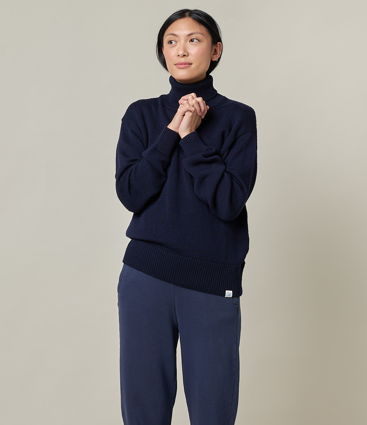 Women Merz B. Schwanen WMWT02 turtleneck Pullover Navy | MERZ4631257