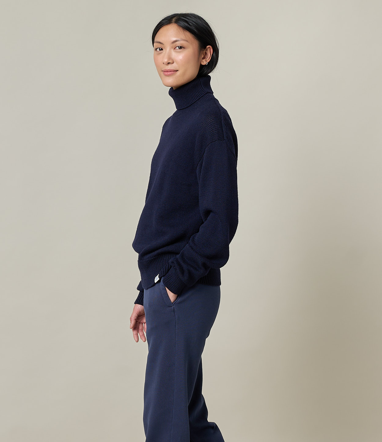 Women Merz B. Schwanen WMWT02 turtleneck Pullover Navy | MERZ4631257