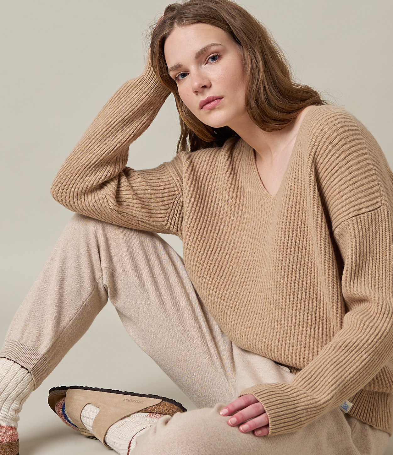 Women Merz B. Schwanen WRIBV02 V-neck Pullover Brown | MERZ7981062