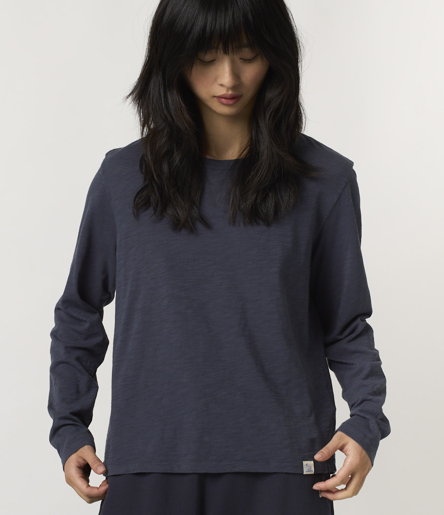Women Merz B. Schwanen WSLS21 PIMA cotton longsleeve T Shirts Blue | MERZ1483970