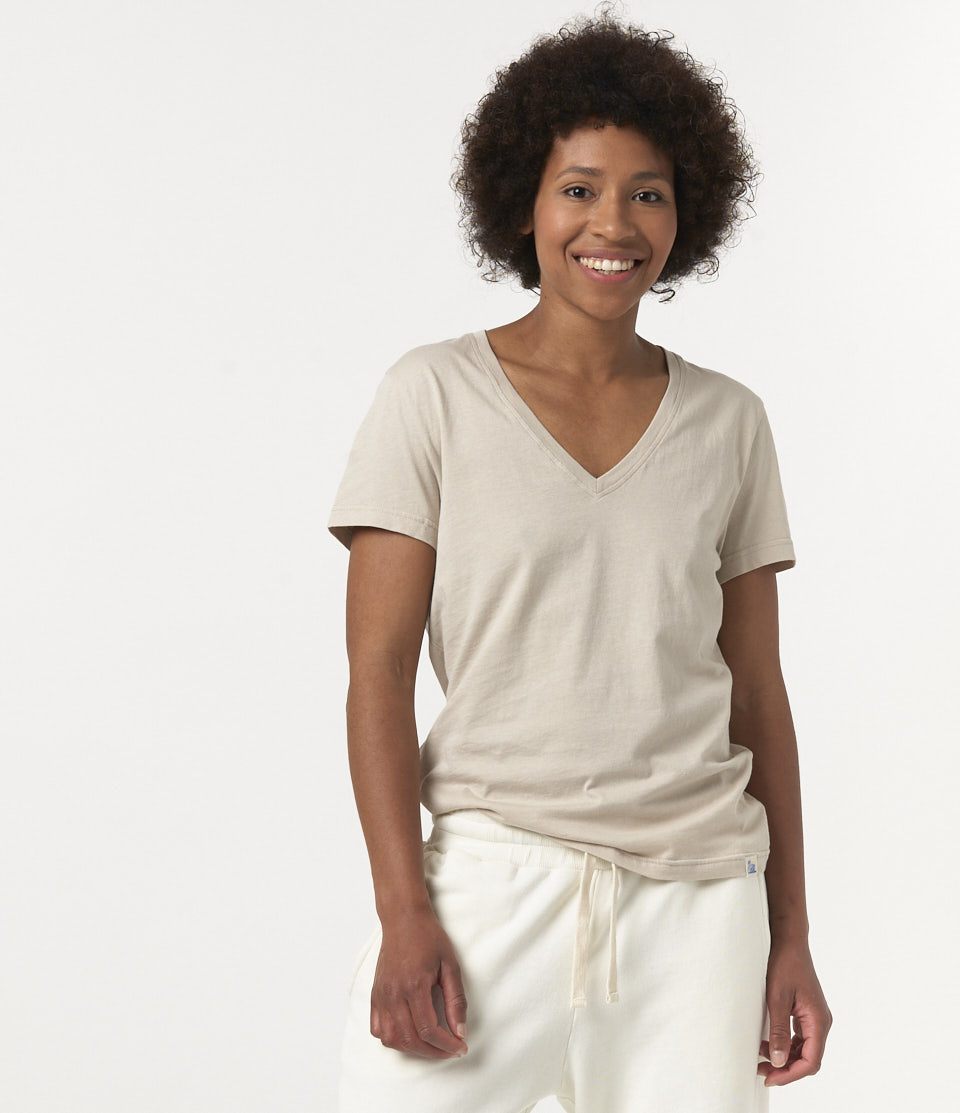 Women Merz B. Schwanen WVT01 V-neck T Shirts Grey | MERZ1065983