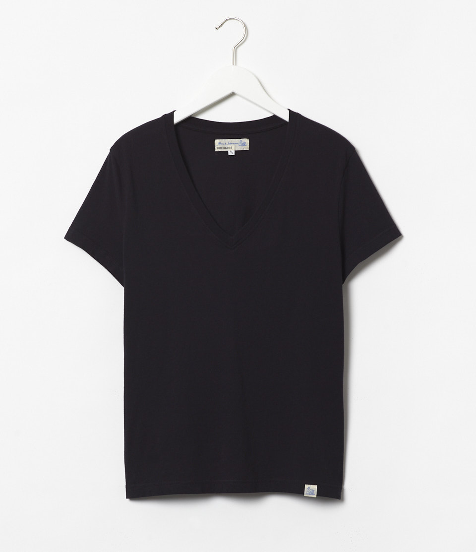 Women Merz B. Schwanen WVT01 V-neck T Shirts Black | MERZ9062481